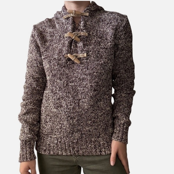 Polo Ralph Lauren Tops - Vintage 1990s Polo Ralph Lauren Brown 100% Cotton Fisherman Toggle Sweater Sz L